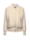Dondup Wool And Cashmere Velour Bomber Jacket In Neutral