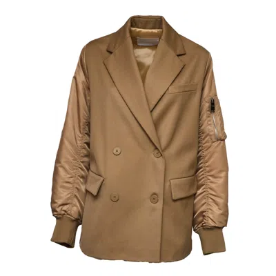 Dondup Wool Blend Double-breasted Over Peacoat In Brown