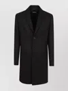 Dondup Knee-length Wool Coat With Welt Pockets And Three Buttons In Black