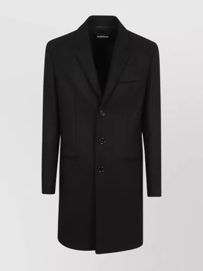 DONDUP WOOL COAT WITH POINTED LAPELS AND CHEST POCKET