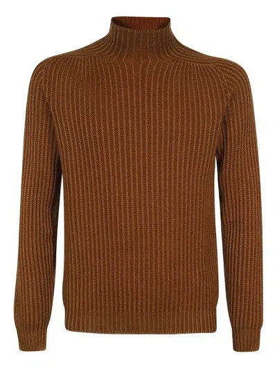 Dondup Wool Turtleneck Sweater In Brown