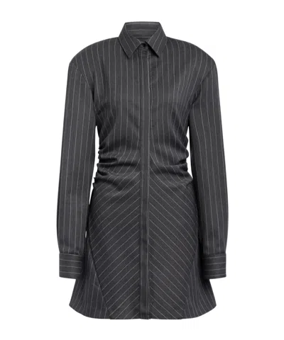 Dondup Wool Mini Shirt Dress In Gray