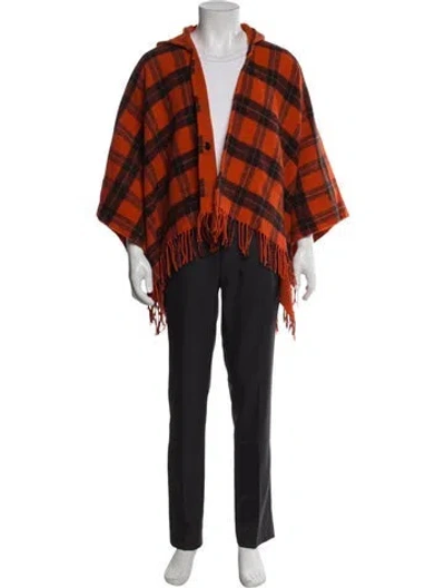 Pre-owned Dondup Wool Plaid Print Cardigan In Orange