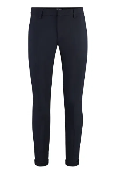 Dondup Wool-blend Chino Pants With Roll-up Ankle Cuffs In Black