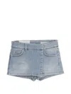 Dondup Wrap-front Denim Shorts In Blue