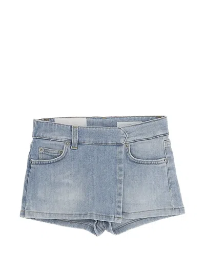 Dondup Kids' Wrap-front Denim Shorts In Blue