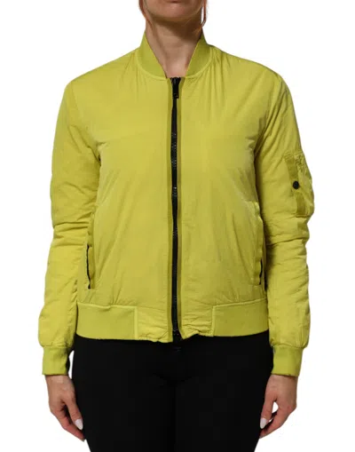 Pre-owned Dondup Yellow Polyamide Zipper Bomber Women's Women's Jacket ()