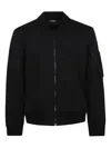 Dondup Neoprene Bomber Jacket With Ribbed Trim In Black
