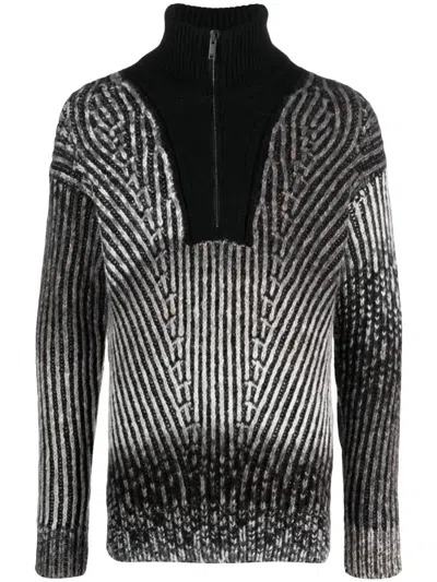Dondup Zip-fastening Wool-blend Jumper In Black
