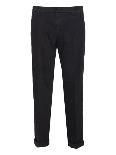 Dondup Zip-fly Cotton Trousers In Black