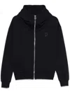 Dondup Zip-up Blue Hoodie With Cozy Hood In Black