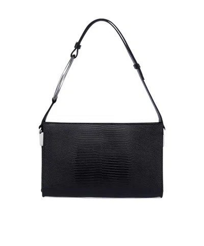 Dondup Lizard-effect Ring-detail Clutch Bag In Black