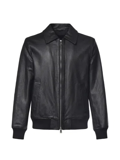 Dondup Zip-up Leather Jacket In Black
