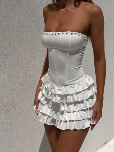 Outcast Pippa Dress Bright White In Gray