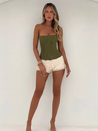 Outcast Sola Mesh Corset Top Khaki In Green