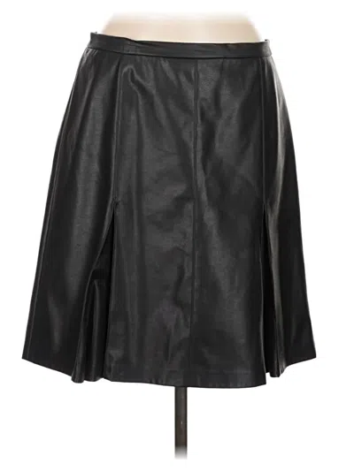 Pre-owned Donna Degnan Faux Leather Skirt In Black