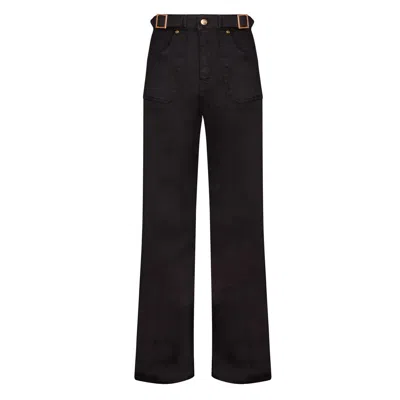 Donna Ida Minnie The High Top Full Length Wide Leg Flared Jeans - Blackest