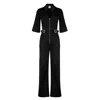 Donna Ida Women's Cassandra The Extra Body Length Flared Jumpsuit - Blackest In Black