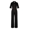 Donna Ida Cassandra Flared-leg Stretch-woven Blend Jumpsuit In Black