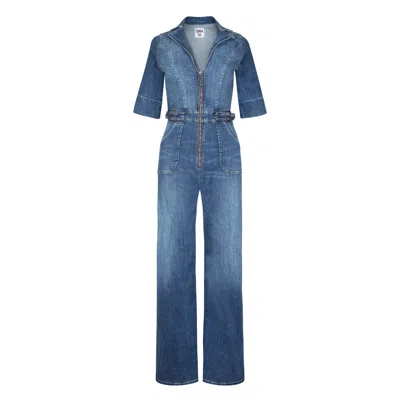 Donna Ida Women's Cassandra The Flared Jumpsuit - Fawcett Blue