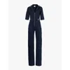Donna Ida Womens Ive Got The Blues Baby Cassandra Flared-leg Stretch-woven Blend Jumpsuit