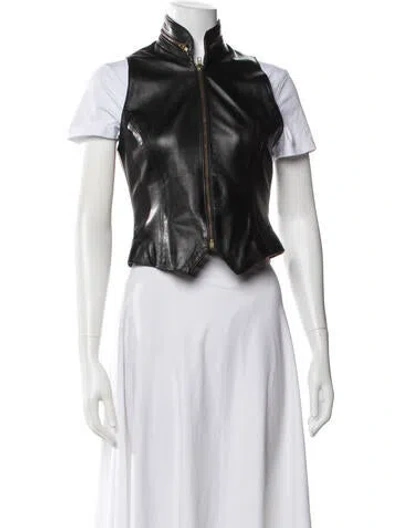 Pre-owned Donna Karan 1990's Leather Vest In Black
