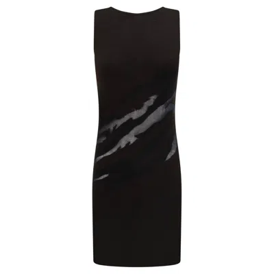 Pre-owned Donna Karan 1997  Runway Brown Cashmere Sheer Panel Sleeveless Knit Dress S