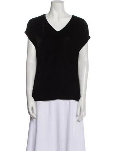 Pre-owned Donna Karan 2019 V-neck T-shirt In Black