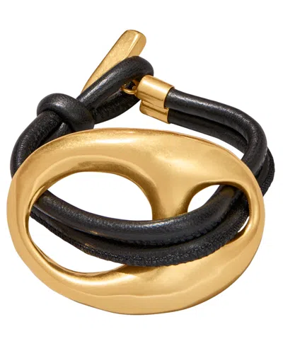 Donna Karan 24k Gold-plated Mariner Leather Flex Bracelet In Multi