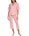 Donna Karan 2pc Sleep Top & Crop Pant Sleep Set In Pink