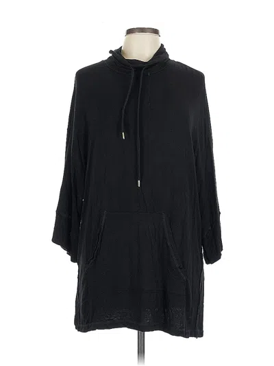 Pre-owned Donna Karan 3/4 Sleeve Top Black Tie Neck Tops