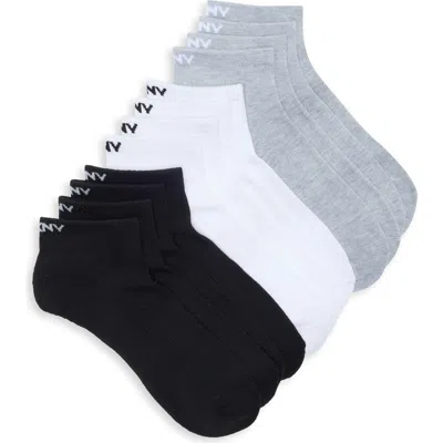 Donna Karan 6-pack Quarter Crew Socks In Gray