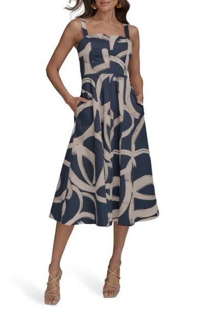 DONNA KARAN DONNA KARAN NEW YORK ABSTRACT PRINT A-LINE DRESS