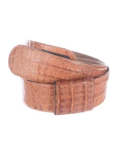 Pre-owned Donna Karan Alligator Waist Belt In Brown