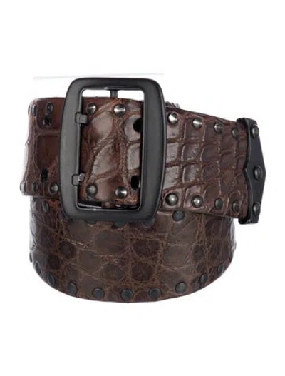 Pre-owned Donna Karan Alligator Waist Belt In Brown