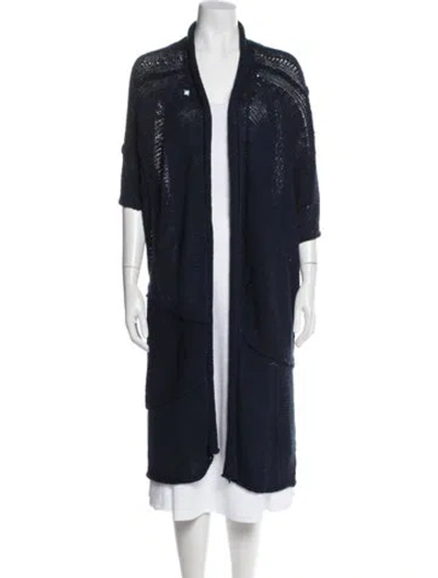 Pre-owned Donna Karan Alpaca Open Front Sweater In Blue