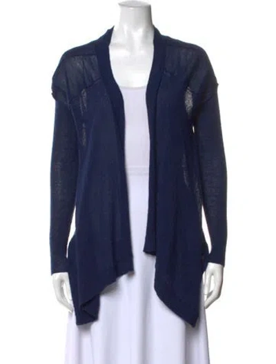 Pre-owned Donna Karan Alpaca Open Front Sweater In Blue