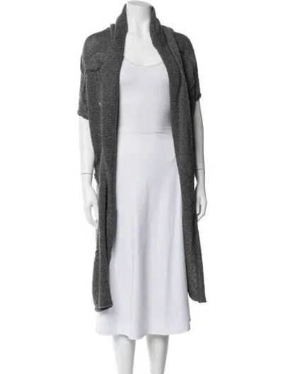 Pre-owned Donna Karan Alpaca Open Front Sweater In Grey