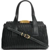 Donna Karan Amagansett Soft-rolled Pleated Satchel With Sculpted Magnet Closure In Black/gold