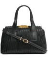 Donna Karan Amagansett Soft-rolled Pleated Satchel With Sculpted Magnet Closure In Black,gold