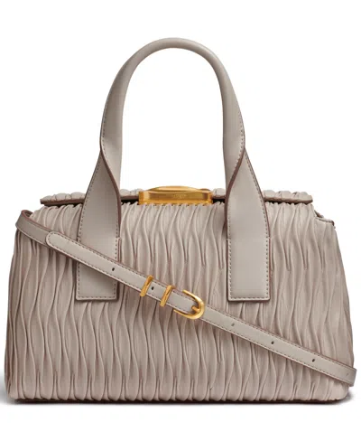 Donna Karan Amagansett Soft-rolled Pleated Satchel With Sculpted Magnet Closure In Sand