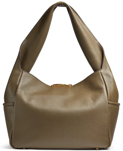 Donna Karan Amagansett Soft-rolled Leather Shoulder With Sculpted Magnet Closure In Green