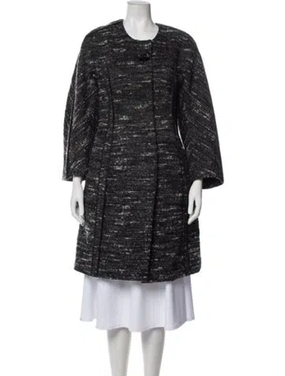 Pre-owned Donna Karan Angora Tweed Pattern Coat In Black