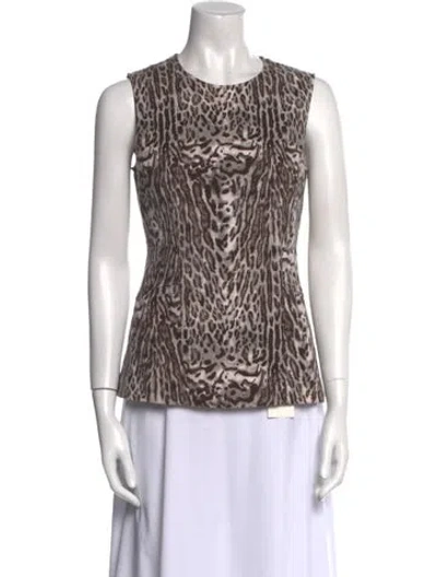 Pre-owned Donna Karan Animal Print Crew Neck Top In Multi