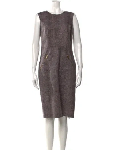 Pre-owned Donna Karan Animal Print Knee-length Dress In Purple
