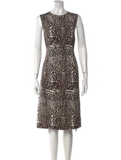 Pre-owned Donna Karan Animal Print Midi Length Dress In Neutrals
