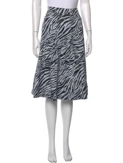 Pre-owned Donna Karan Animal Print Midi Length Skirt W/ Tags In Blue