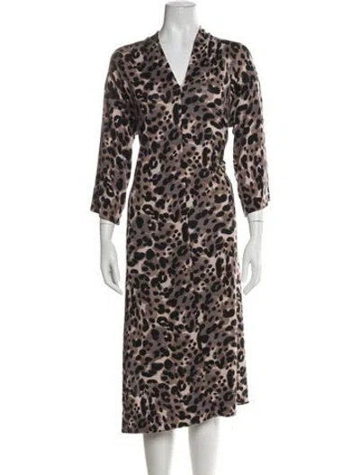 Pre-owned Donna Karan Animal Print Robe In Brown