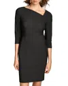 Donna Karan Womens Mini Asymmetric Sheath Dress In Black