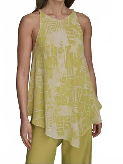 Donna Karan Asymmetrical Hem Sleeveless Tunic In Lime Yellow In Green
